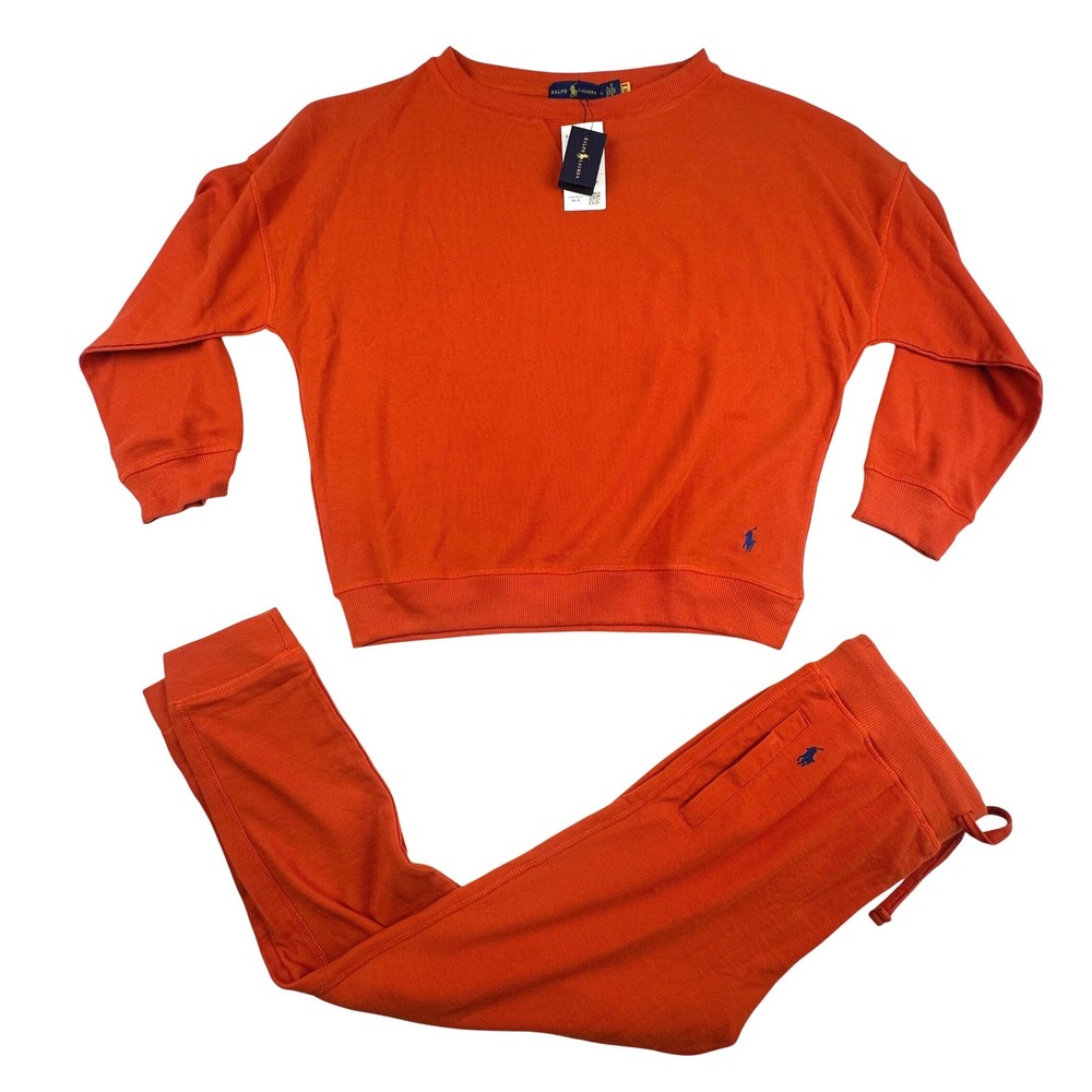 Ralph Lauren Mens Large Thermal Waffle Sweatshirt Shirt Sleepwear Jogger Set